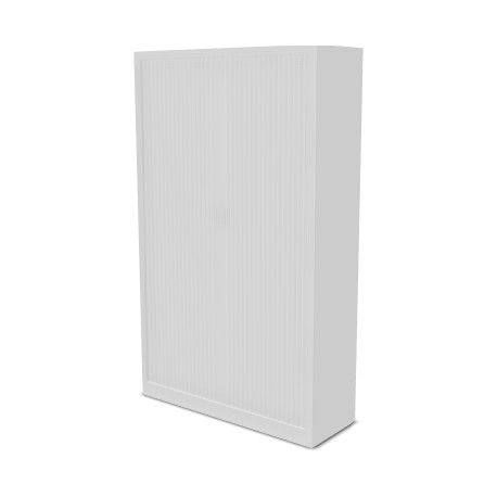 ARMOIRE A RIDEAUX H198 L120 P43 BLANCHE  4 TABLETTES