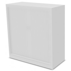 ARMOIRE RIDEAUX H105 L100 P43-CORPS METAL BLANC- RIDEAUX PVC BLANC - 2 TABLETTES