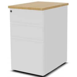 CAISSON HB METAL 3T P60 L43,2H73,5 CM DONT 1 DS SC TOP CHENE CLAIR-CORPS BLANC