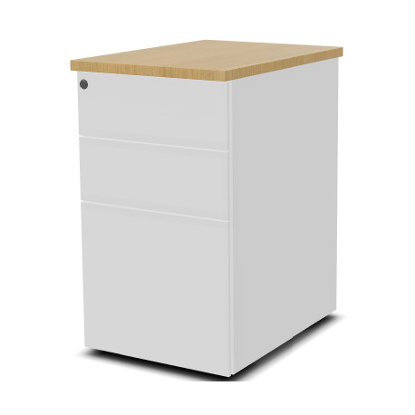 CAISSON HB METAL 3T P60 L43,2H73,5 CM DONT 1 DS SC TOP CHENE CLAIR-CORPS BLANC