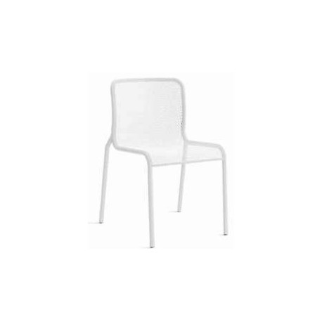 CHAISE MOMO NET 1 STRUCTURE TUBE METAL 25MM - COQUE MAILLE METALLIQUE - BLANCHE - OUTDOOR