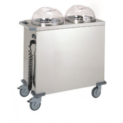CHARIOT CHAUFFANT 130 ASSIETTES STATIQUE INOX+ COUCLE CACHE ASSIETTE THERMOSTAT 0 A 90° LIVRE SANS COUVERCLE MAX 75G PAR PILE