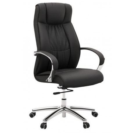 FAUTEUIL ROA CUIR NOIR-ACC.FIXES-BASCULANT - PIET.ALU POLI-REGLAGE TENSION
