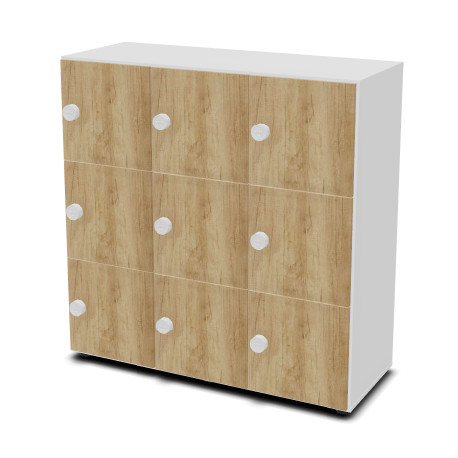 MEUBLE CASIER 9 CASES - PORTES STANDARD - SERRURE CODE PRIVE BLANC / CORPS BLANC/ PORTE NEBRASKA