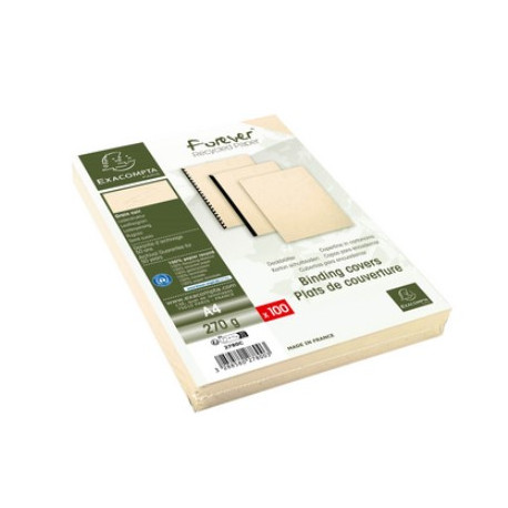 PAQUET A3  DE 100 COUVERTURES GRAIN CUIR IVOIRE 270G