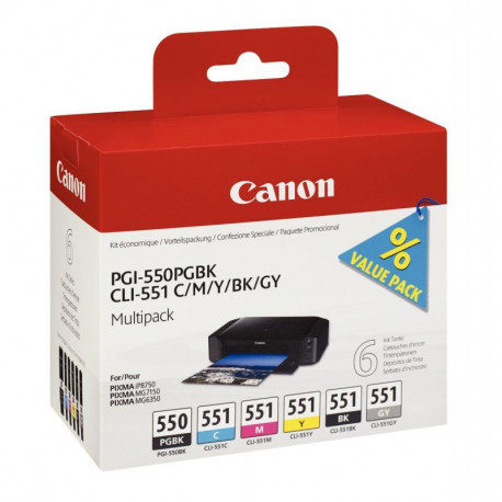PGI550CLI551 6CART. 2XN+CMJG CANON 2X15+4X7ML CART.J.ENC.