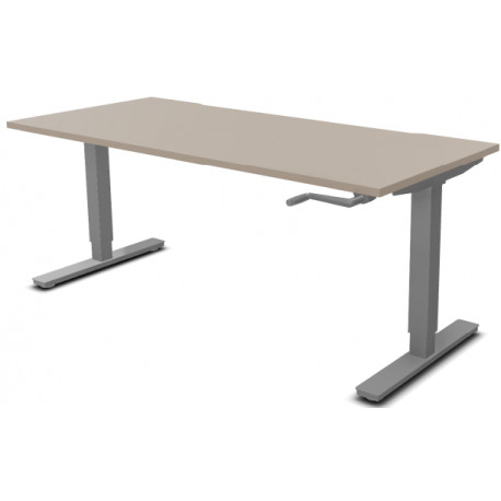 PLAN DROIT L180 x P80 - ECHANCRURE / PIED REGLABLE MANIVELLE H71/115 ALUMINIUM / PLATEAU ARGILE