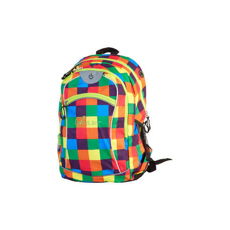 SAC A DOS LUMIÈRE LED INTÉGREÉE ET SORTIE ÉCOUTEURS orange/bleu/vert