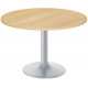 TABLE DE RÉUNION INDIVIDUELLE RONDE Ø 100 CM ÉP. 25 MM DÉCOR CHÊNE CLAIR SUR PIÉTEMENT CENTRAL FIXE ROND GRIS ALUMINIUM