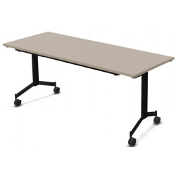 TABLE DROITE L180 X P70 / PIED ABATTANT NOIR METAL / ARGILE