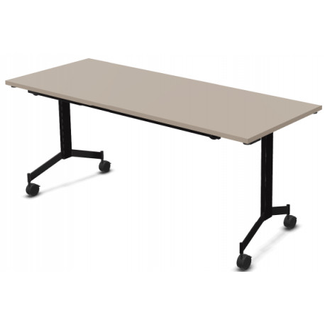 TABLE DROITE L180 X P70 / PIED ABATTANT NOIR METAL / ARGILE