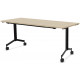 TABLE DROITE L180 X P70 / PIED ABATTANT NOIR METAL / CHENE FIL