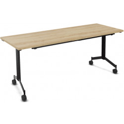 TABLE DROITE L180 X P70 / PIED ABATTANT NOIR METAL /PLATEAU MELA  NEBRASKA