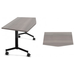 TABLE EXTREMITE TRAPEZE L158 X P70 /PIED ABATTANT NOIR METAL / PLATEAU MELA CEDRE