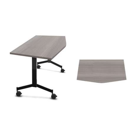 TABLE EXTREMITE TRAPEZE L158 X P70 /PIED ABATTANT NOIR METAL / PLATEAU MELA CEDRE