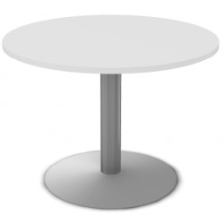 TABLE RONDE D.100 H.72 -PLATEAU BLANC/ PIED TULIPE  GRIS ALUMINIUM