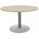TABLE RONDE D.120 / PIED TULIPE GRIS ALUMINIUM  / PLATEAU MELA CHENE FIL