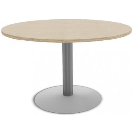 TABLE RONDE D.120 / PIED TULIPE GRIS ALUMINIUM  / PLATEAU MELA CHENE FIL