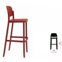 TABOURET PIAZZA 3A -4  PIEDS- POLYPROPYLENE NOIR - ASSISE HT 75CM -OUTDOOR