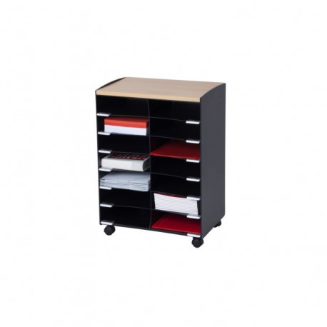 DESSERTE NOIRE 14 CASES DESSUS HETRE PAPERFLO DC14N.01.23