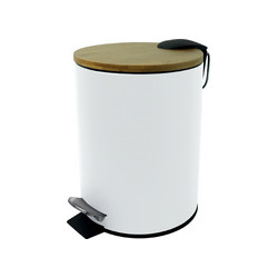 POUBELLE A PEDALE BAMBOO BLANCHE 3 LITRES