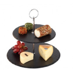 PLAT DE SERVICE ARDOISE NATURELLE 2 ETAGES ANTHRACITE