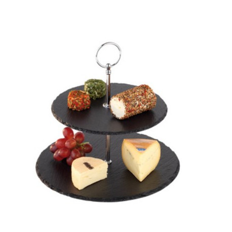 PLAT DE SERVICE ARDOISE NATURELLE 2 ETAGES ANTHRACITE