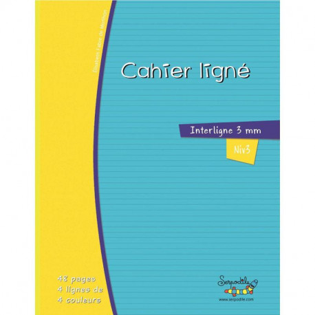 CAHIER D'APPRENTISSAGE POUR TROUBLE DYS 17x22 100G 48 PAGES ligne 3mm de 4 couleurs OXFORD - 100% recyclable - Fab France