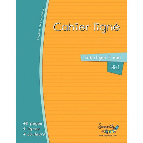CAHIER D'APPRENTISSAGE POUR TROUBLE DYS 17x22 100G 48 PAGES ligne 7mm de 4 couleurs OXFORD - 100% recyclable - Fab France