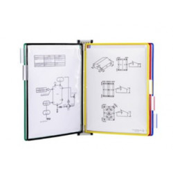 KIT MURAL METAL AVEC 5 POCHES A PIVOT A4 COUL ASSORTI