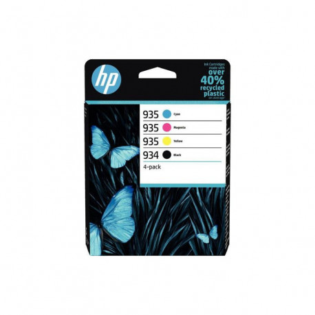 LOT DE 4 CARTOUCHES D'ENCRE À LA MARQUE HP 6ZC72AE NOIR CYAN MAGENTA ET JAUNE