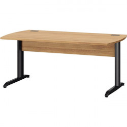 BUREAU JAZZ+FAB FR L180CM DECOR HETRE piét. métal en L GRIS  VDF inclus 2 passe-cables inclus GAR, 3 ANS