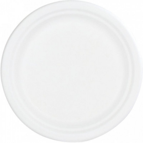 PAQUET DE 50 ASSIETTES PLATES EN FIBRE DE CANNE DIAMÈTRE 22CM