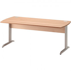 BUREAU JAZZ+ FAB FR L140CM DECOR HETRE piét. métal en L GRIS  VDF inclus 2 passe-cables inclus GAR, 3 ANS