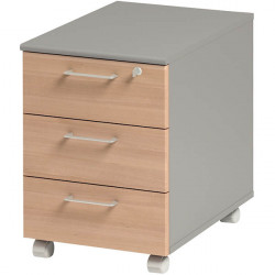 CAISSON MOBILE MONTE 3 TIROIRS MONTÉS HETRE / GRIS