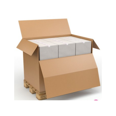 CAISSE CONTAINER AVEC ABATTANT 1200X800X800MM LOT X5 KRAFTLINER BRUN DOUBLE CANNELURE