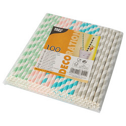 PAILLES EN PAPIER 200MM Assorties LOT DE 100