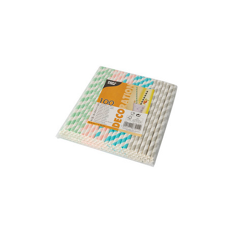 PAILLES EN PAPIER 200MM Assorties LOT DE 100