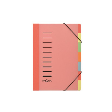 TRIEUR POLYPRO LUCY COLORS ROUGE 7 COMPARTIMENTS AVEC ÉLASTIQUES SUR LES COINS INTERCALAIRES COLORES COUVERTURE INSCRIPTIBLE