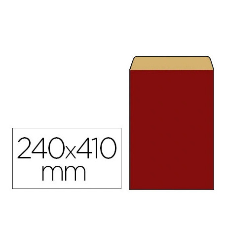 POCHETTES KRAFT VERGÉ - LOT DE 250 - 60G 240X90X410MM COLORIS ROUGE