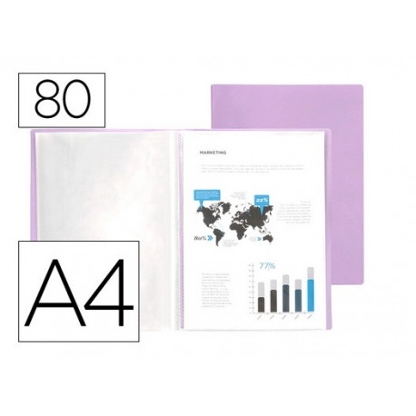 PROTÈGE DOCUMENT PP 80 POCHETTES FIXES A4 LAVANDE OPAQUE