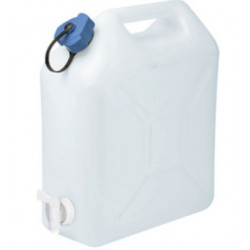JERRICAN ALIMENTAIRE 10L EXTRA FORT BLANC BOUCHON ET ROBINET EN PLASTIQUE