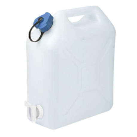 JERRICAN ALIMENTAIRE 10L EXTRA FORT BLANC BOUCHON ET ROBINET EN PLASTIQUE