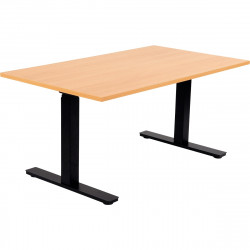 BUREAU REGLABLE ELECTRIQUE ASSIS DEBOUT L140 CM ELECTRIQUE BOOST PLATEAU HETRE /PIETEMENT NOIR FAB FR PEFC MEL.25MM CH.ANTICHOC 