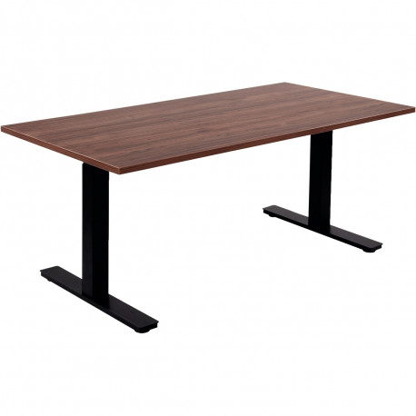 BUREAU REGLABLE ELECTRIQUE ASSIS DEBOUT L160 CM BOOST PLATEAU NOYER/PIÈTEMENT NOIR FAB FRANCE PEFC MEL.25MM CHANT ANTICHOC BOITI