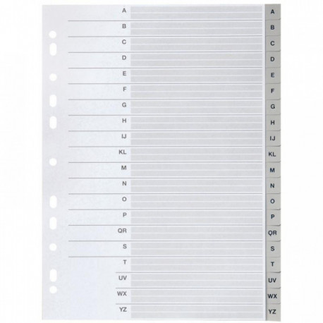 INTERCALAIRES ALPHABÉTIQUES PP 20T.12/100ÈME FORMAT A4 COLOR