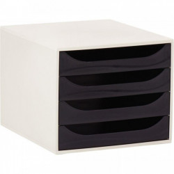 MODULE DE CLASSEMENT4 TIROIRS  GRIS NOIR ECOBOX  L28,4 XH23,4 XP 34,8CM   2286014D  