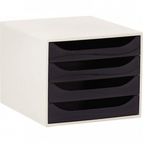 MODULE DE CLASSEMENT4 TIROIRS  GRIS NOIR ECOBOX  L28,4 XH23,4 XP 34,8CM   2286014D  