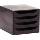 MODULE DE CLASSEMENT 4 TIROIRS  NOIR 100% RECYCLE  OUVERTS ange bleu L28,4 X H218 X P38,7 CM EXACOMPTA