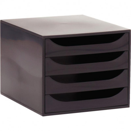 MODULE DE CLASSEMENT 4 TIROIRS  NOIR 100% RECYCLE  OUVERTS ange bleu L28,4 X H218 X P38,7 CM EXACOMPTA